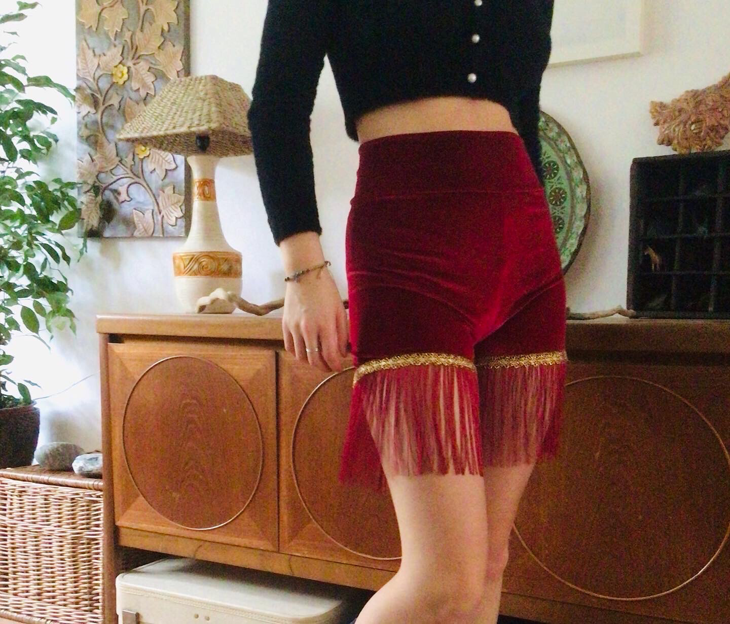 Fringed Velvet Shorts