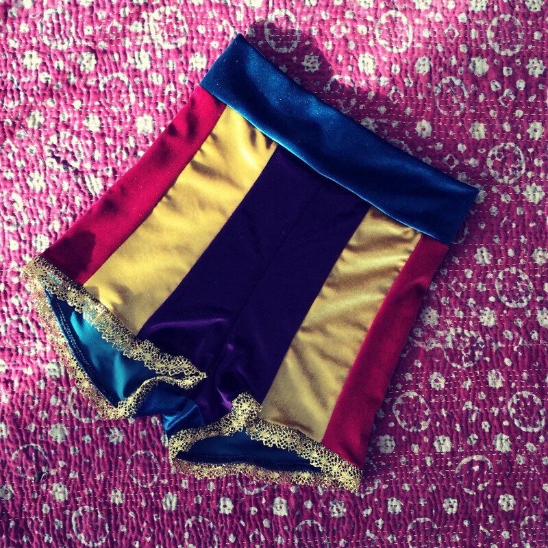 Striped Velvet Shorts High Waist Circus