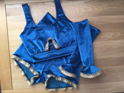 Velvet Shorts And Bralette Set With Cuffs Circus Costume