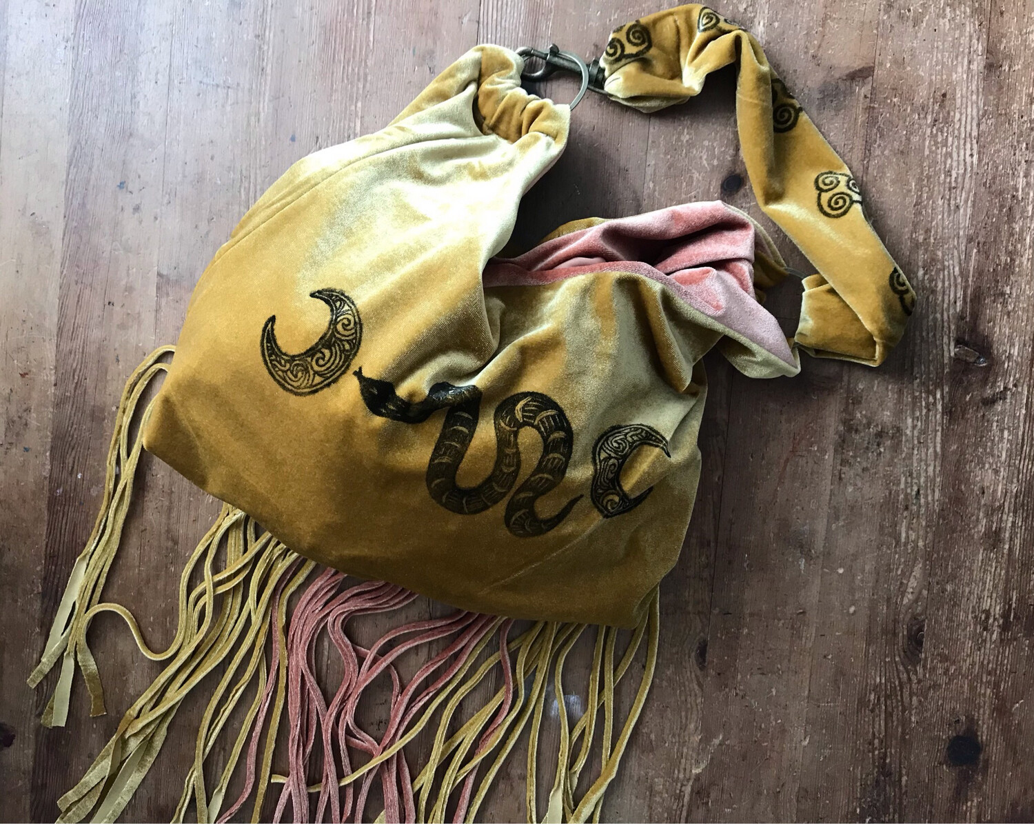 Velvet Fringed Boho Shoulder Bag