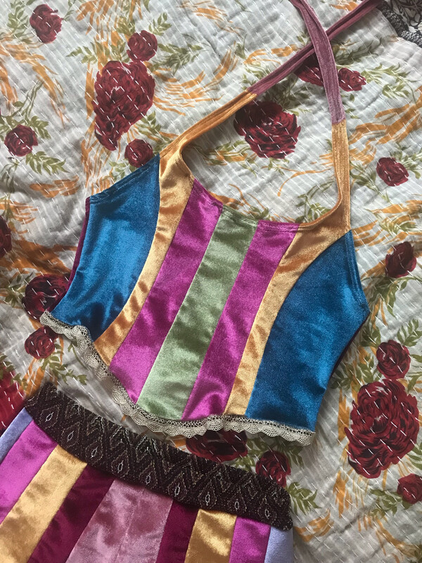 Corset Top Striped Velvet