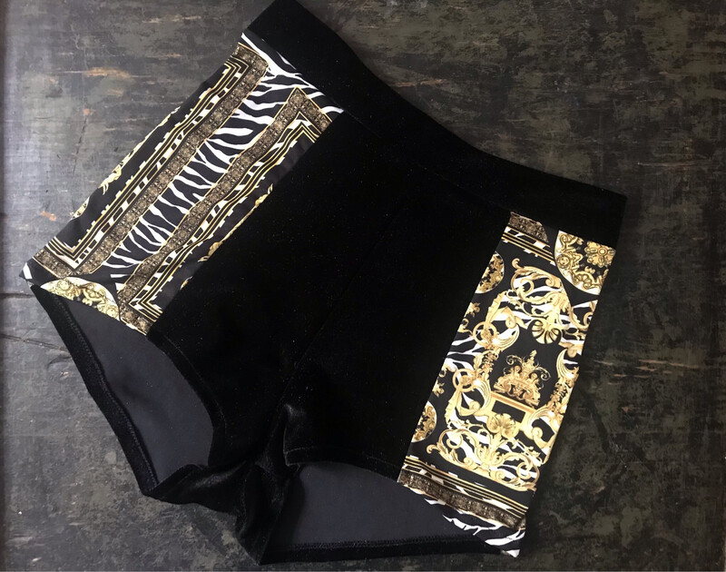 Velvet Shorts Italian Baroque Print