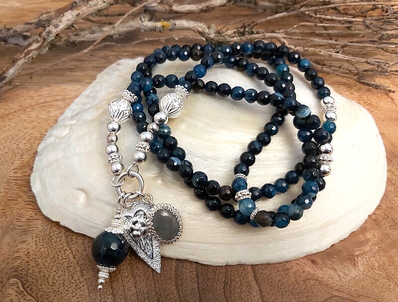 OCEAN- Edelsteinkette - Sterling Silber - petrol