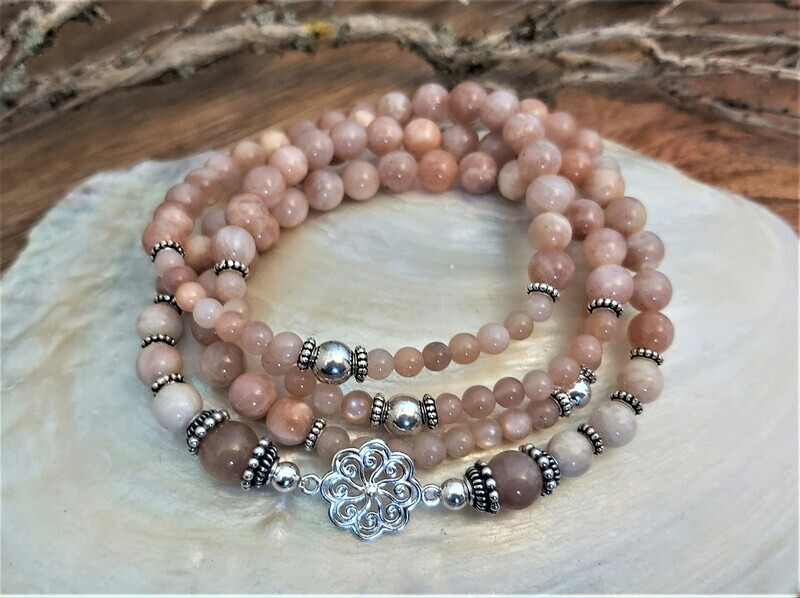LUCY - Wickelarmband - Sterling Silber - beige-apricot