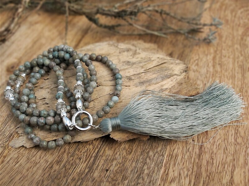 ULIA - Edelsteinkette - Sterling Silber - hellgrün