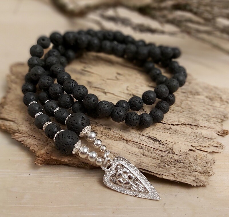 LAVA - Edelsteinkette - Sterling Silber - schwarz