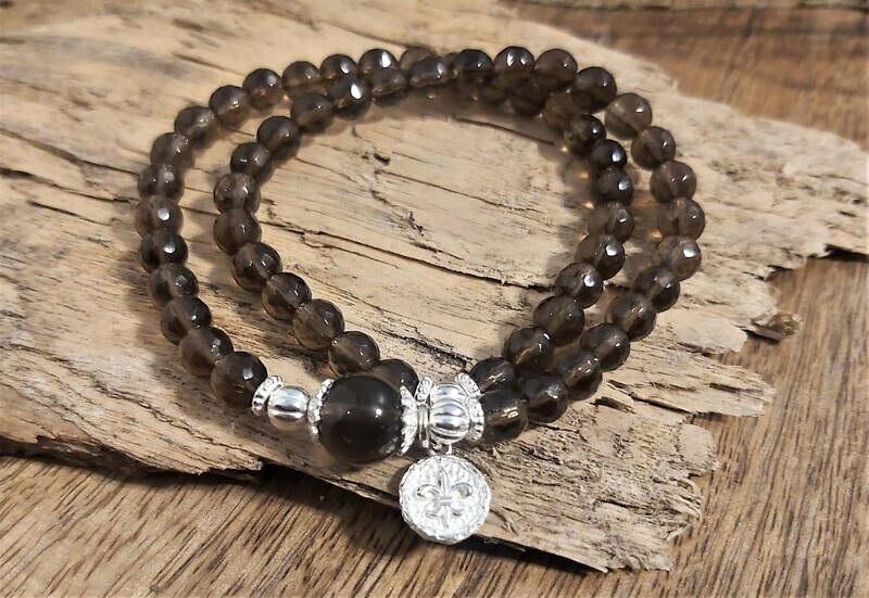 BROWNY - Rauchquarzarmband- Sterling Silber - dunkelbraun