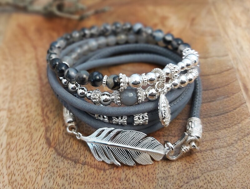 VANESSA: Kombiarmband - grau