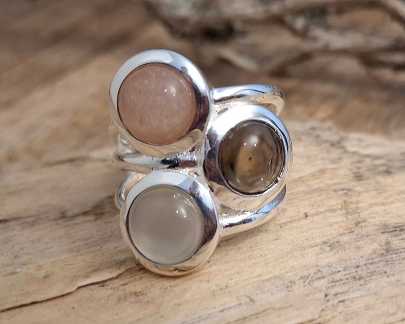 Trio - Edelstein-Silber-Ring