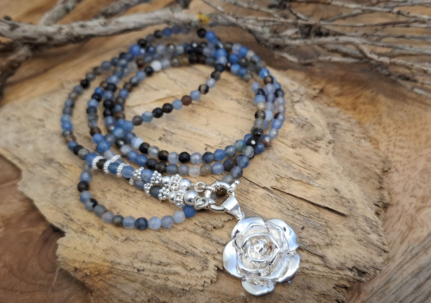 LAURA - Edelsteinkette - Silber - blau