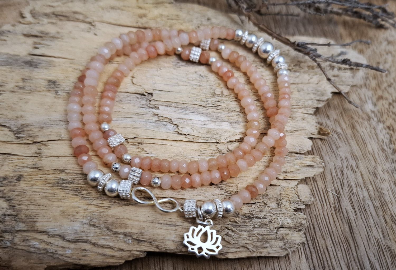 PINA - Wickelarmband - apricot - Silber