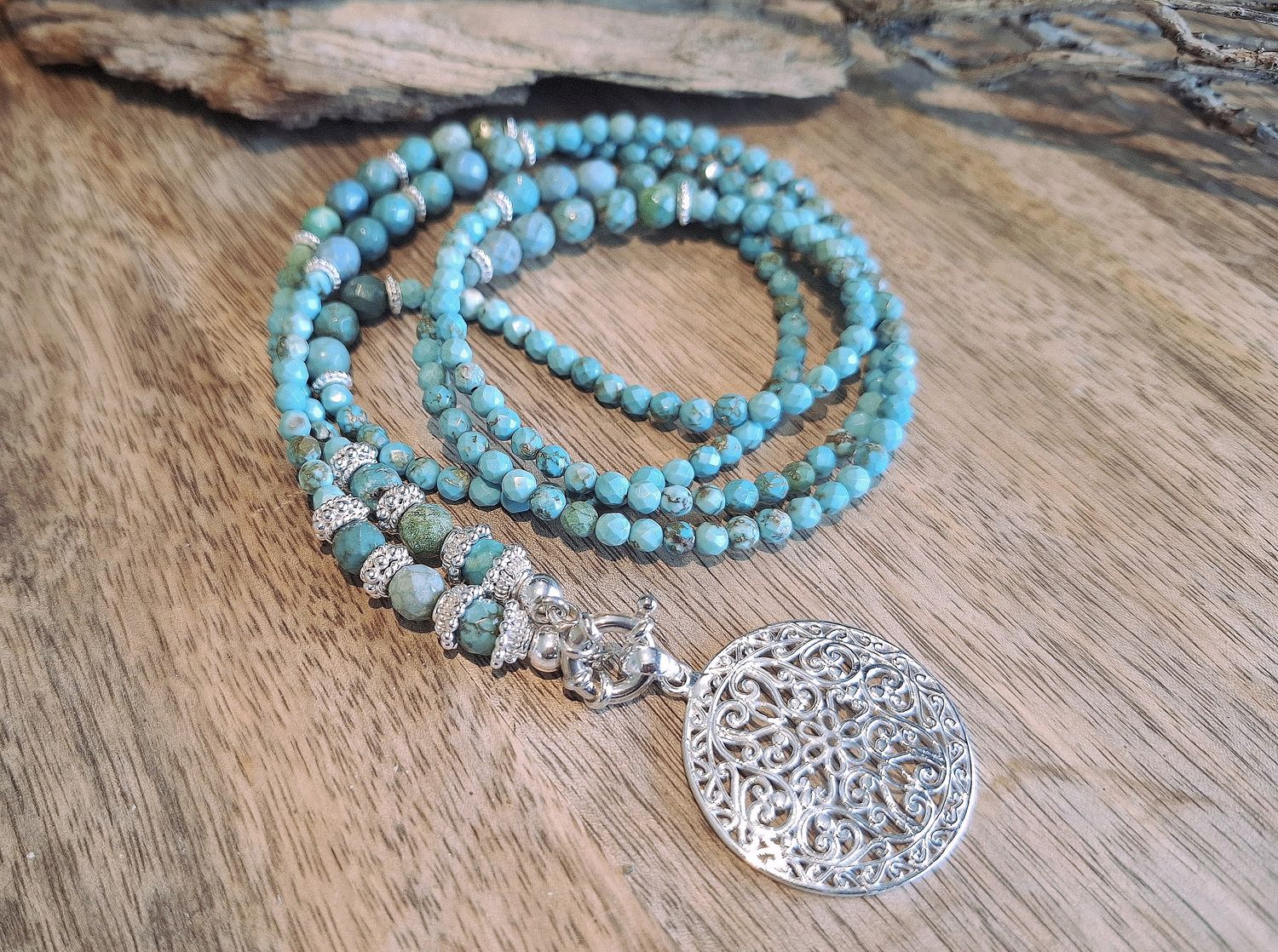 OCEAN - Edelsteinkette - Silber - türkis
