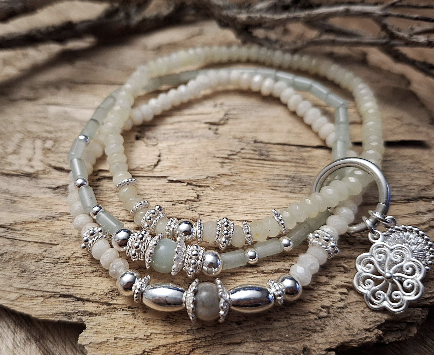 ELENA Jadearmband - Sterling Silber - hellgrün