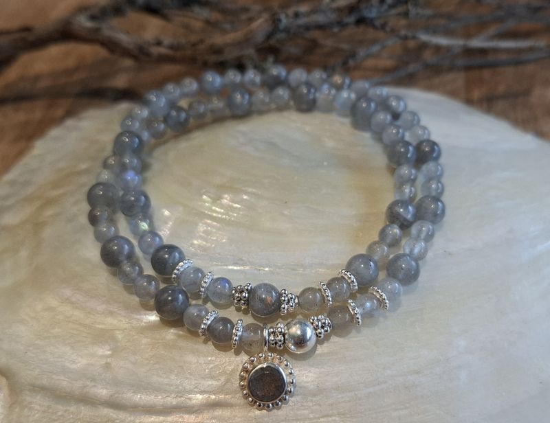 LABRADORIT - Edelsteinarmband - Sterling Silber - grau