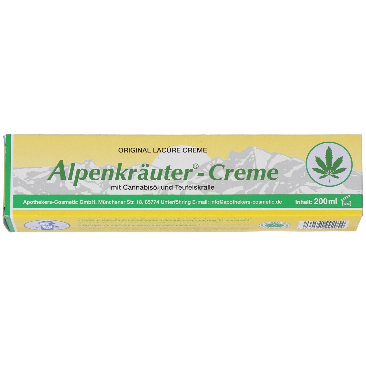 Alpenkräuter Creme mit Cannabisöl und Teufelskralle 200ml