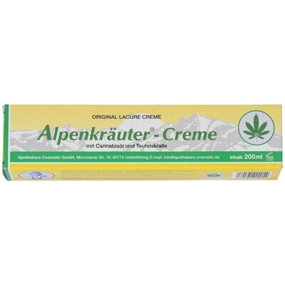 Alpenkräuter Creme mit Cannabisöl und Teufelskralle 200ml