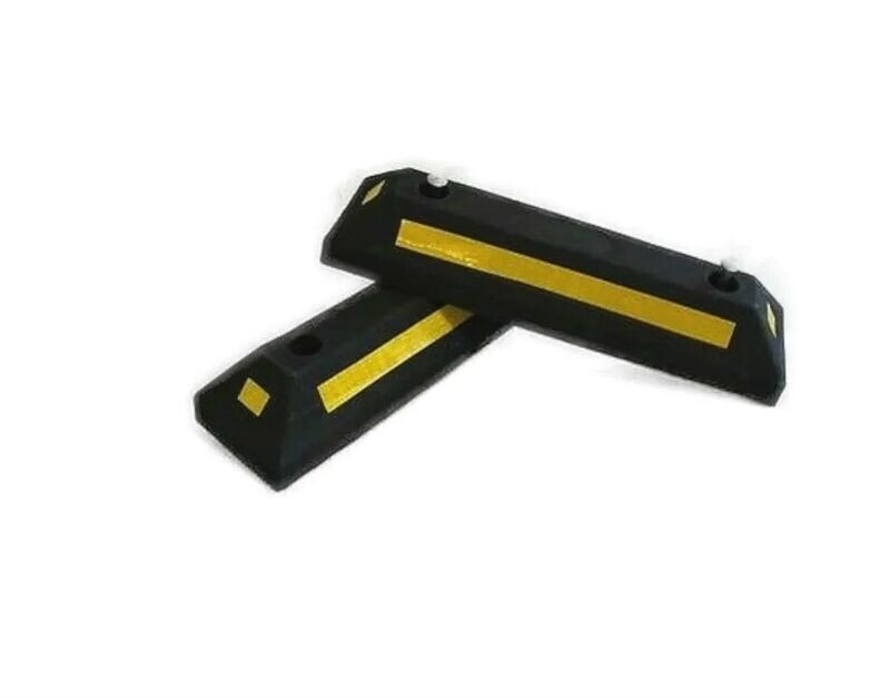 2 Radstopper 55 x 15 x 10 cm / Parkplatzbegrenzung Einparkhilfe Reflektoren Set Hartgummi 2 Radstopper 55 x 15 x 10 cm / Parkplatzbegrenzung Einparkhilfe Reflektoren Set Hartgummi