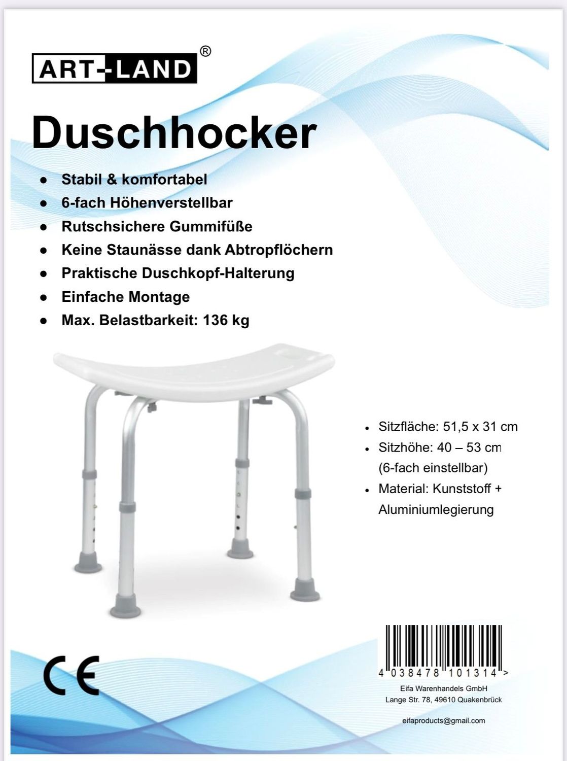 Duschhocker - Höhenverstellbar