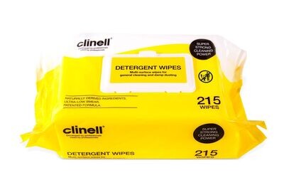 Clinell Detergent Wipes 280mm X 220mm [6 Packs of 215]