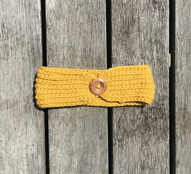 Knit Look Button Headband / Ear Warmer