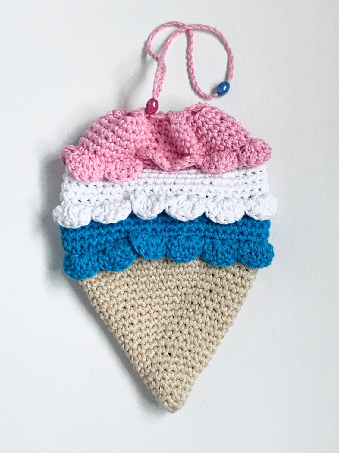 Crochet Cotton Drawstring Ice-cream Bag