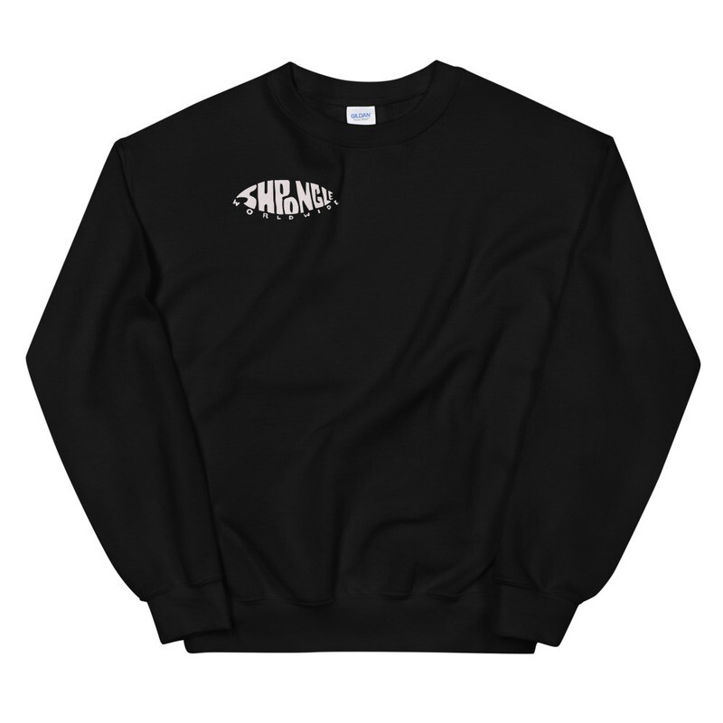 White on black crewneck