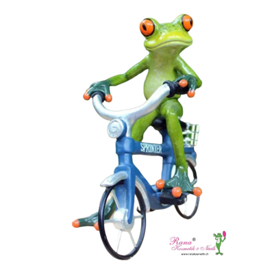 Frosch auf dem Fahrrad aus Harz