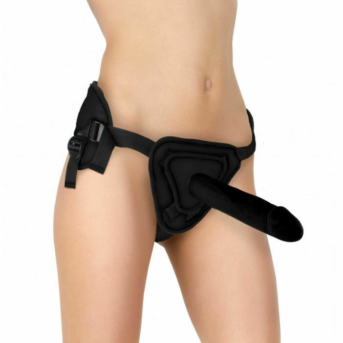 OUCH DELUXE ARNES CON DILDO SILICONA SUAVE NEGRO 25.5 CM