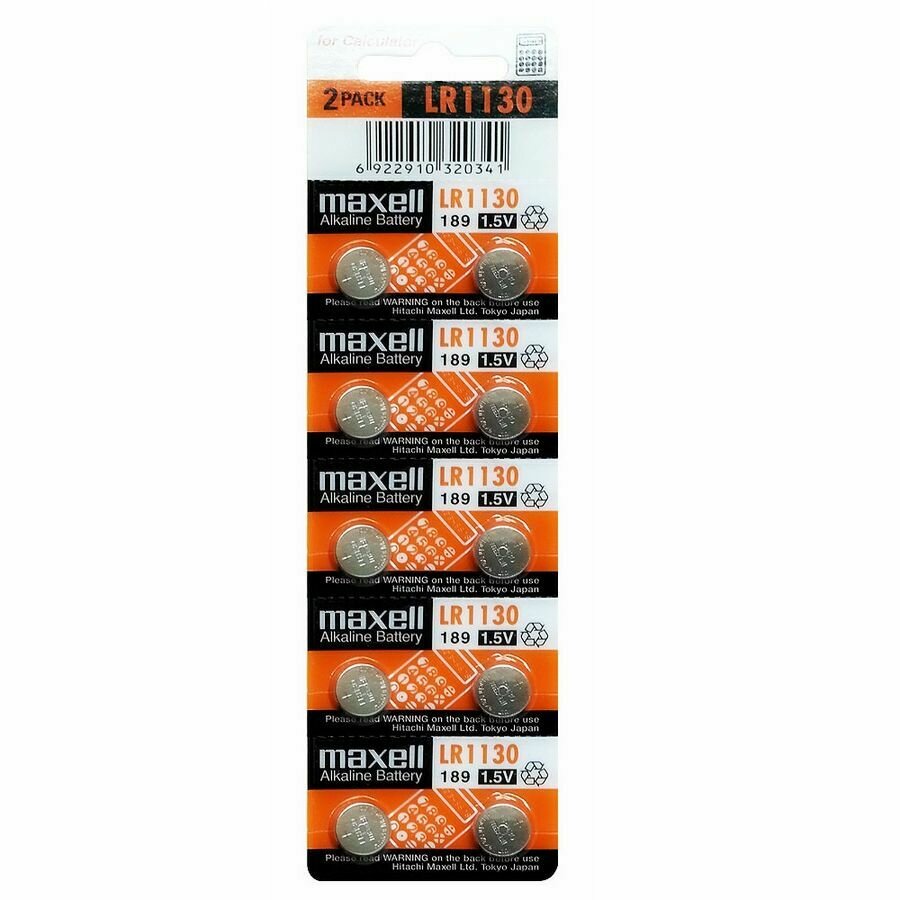MAXELL PILA BOTON ALCALINA LR1130 LR54 AG10 1,5V BLISTER*10