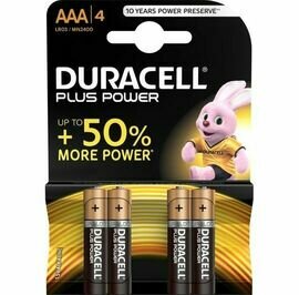 DURACELL PLUS POWER PILA ALCALINA AAA LR03 BLISTER*4
