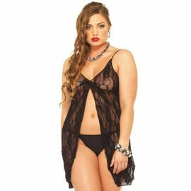 LEG AVENUE ROSE LACE BABYDOLL&amp;TANGA TALLA GRANDE