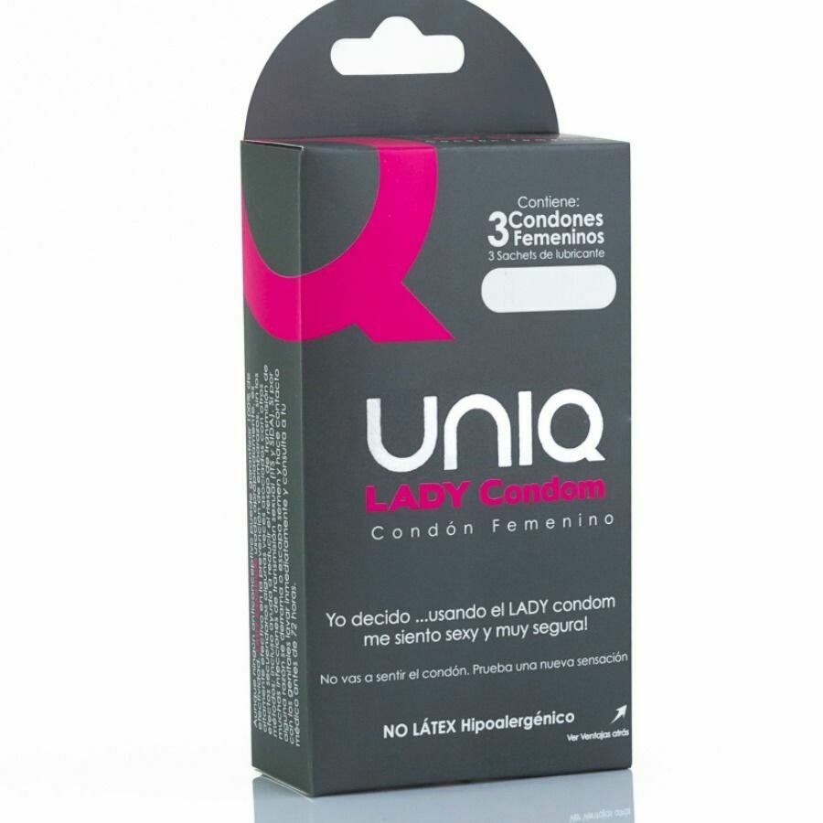 UNIQUE CONDOM FEMENINO CON LIGUERO SIN LATEX  3UDS