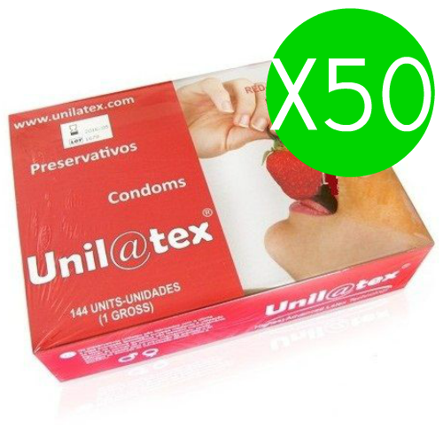 UNILATEX PRESERVATIVOS ROJOS/FRESA 144 UDS x 50 UDS