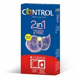 CONTROL 2 IN ONE TOUCH AND FEEL +  LUBRICANTE 6 UNIDADES