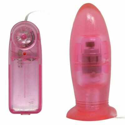 PLUG ANAL CON VIBRACION - ROSA 11.6 X 4 CM