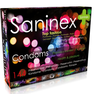 SANINEX CONDOMS TOP FASHION PUNTEADOS 144 UDS