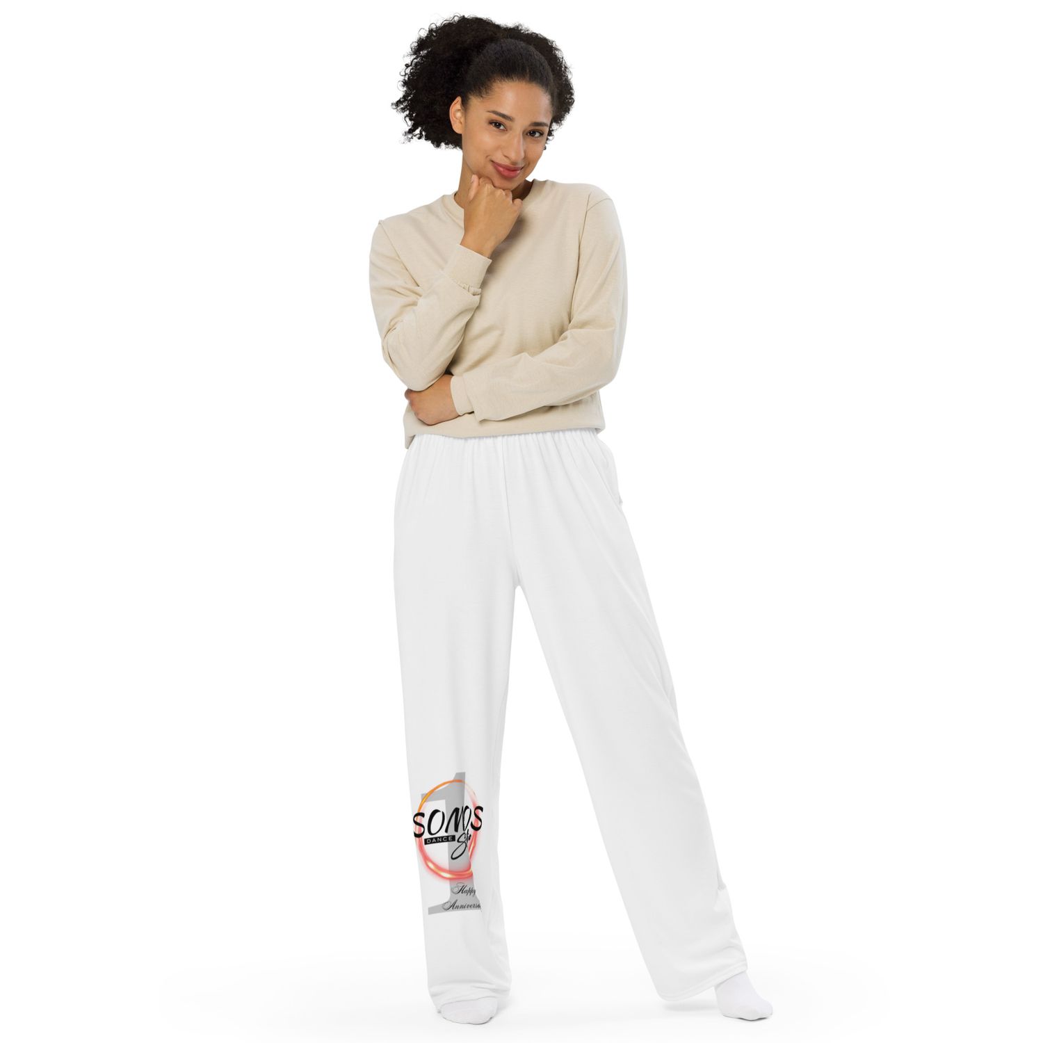 Somos All-over print unisex wide-leg pants white