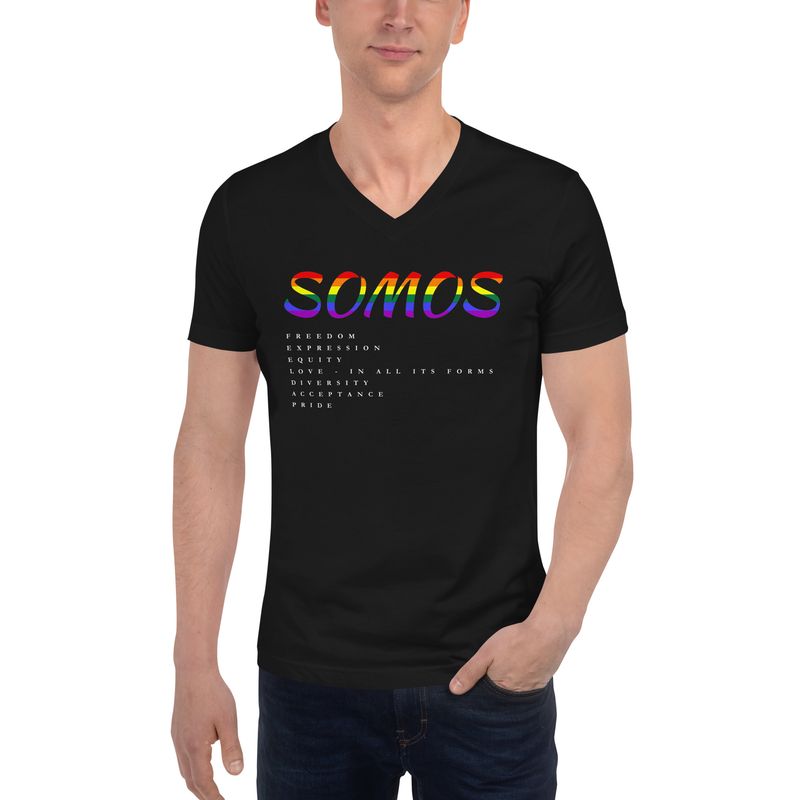 SOMOS PRIDE EDITION -black Short Sleeve V-Neck T-Shirt