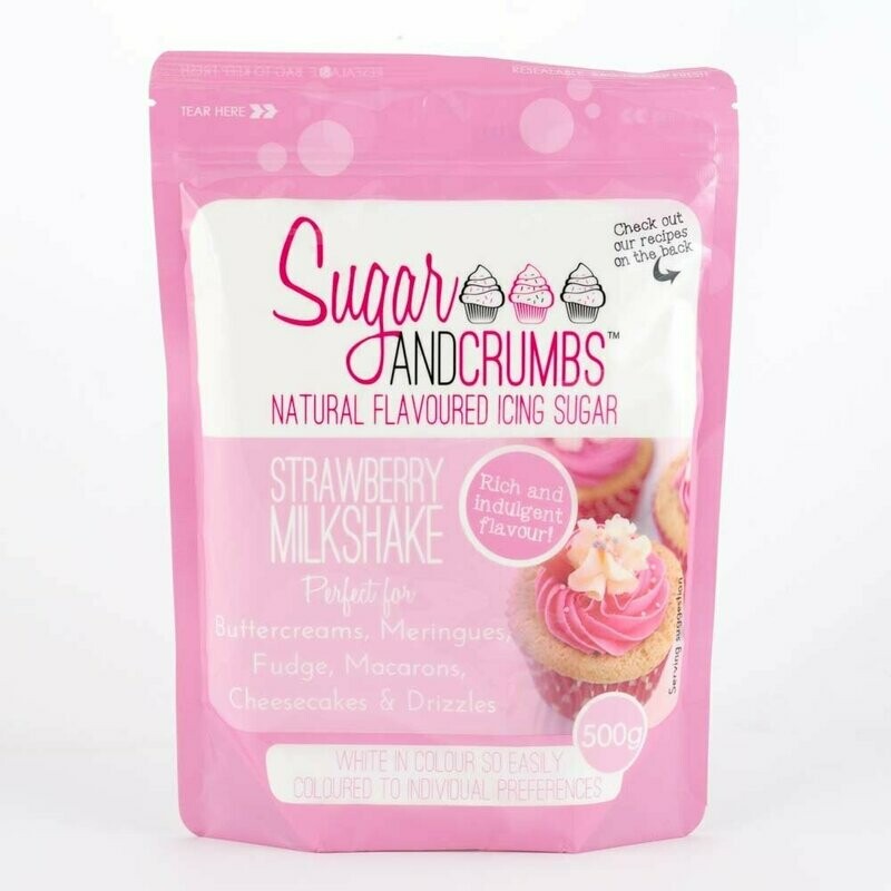 Sugar and Crumbs Natural Flavoured Icing Sugar STRAWBERRY MILKSHAKE 500g