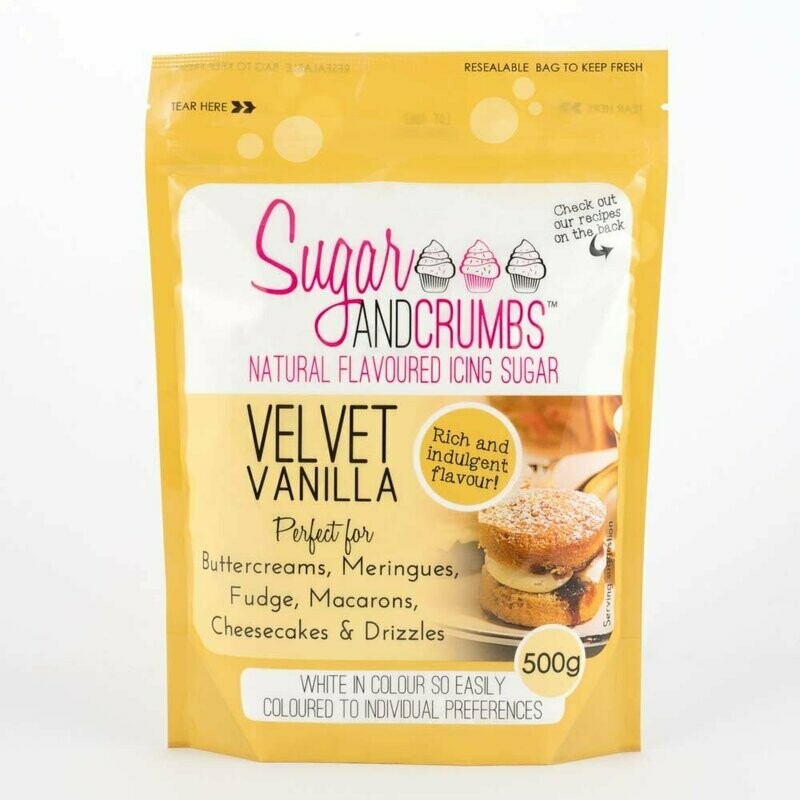 Sugar and Crumbs Natural Flavoured Icing Sugar VELVET VANILLA 500g