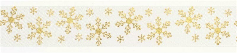 36mm Gold/Ivory Snowflakes Ribbon - x 1m