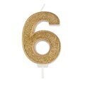 Gold Sparkle Numeral Candle - Number 6 - 70mm
13831