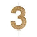 Gold Sparkle Numeral Candle - Number 3 - 70mm
13831