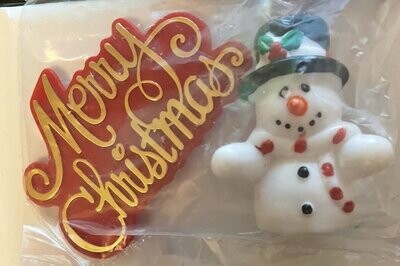 Christmas Cake Decorations Packs Snowman & Motto