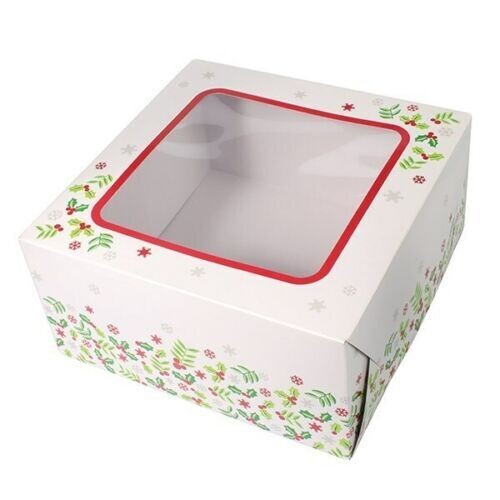 10" Festive Christmas Cake Box with window