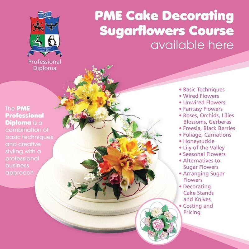 PME Professional Diploma - Sugar Flowers - Wednesday 10th September - (10 weeks) - 7pm to 9.30pm (Excluding HT)