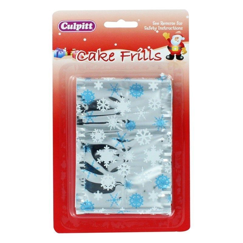 Silver with Blue & White Snowflakes Metallic Frills -  x1