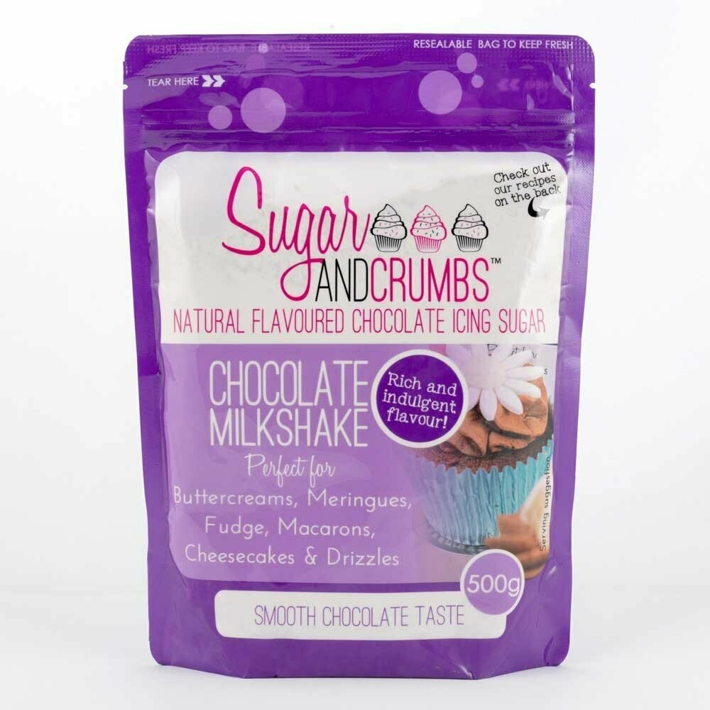 Sugar and Crumbs Natural Flavoured Icing Sugar CHOCOLATE MILKSHAKE 500g Sugar and Crumbs Natural Flavoured Icing Sugar CHOCOLATE MILKSHAKE 500g
