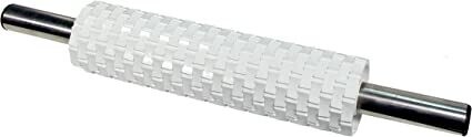 PME Deep Impression Basketweave Rolling Pin 25 cm (10-Inches), White BW91