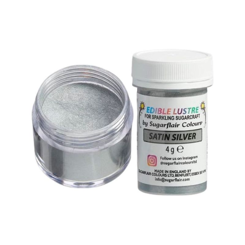 Sugarflair Satin Silver - Edible Lustre Dust 4g
